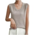 thumbnail image 4 of Yuyuzo Gilet Chandail pour Femmes Sans Manches Décontracté Tricoté Col Rond Léger, 4 of 5
