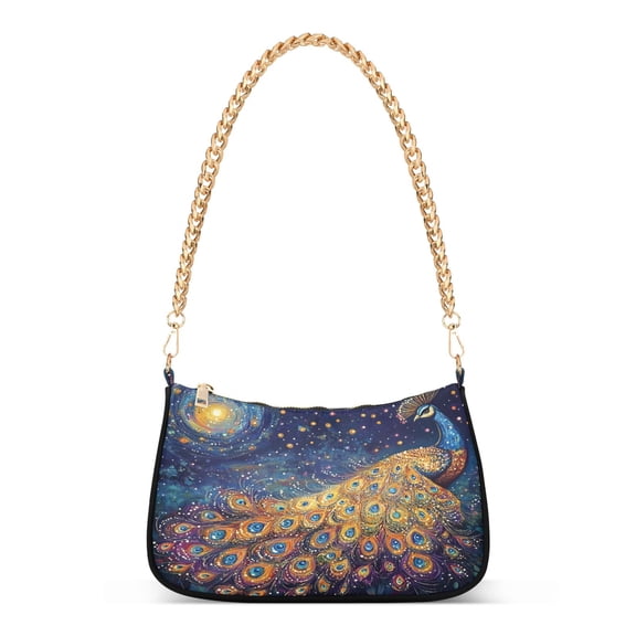 ALAZA Peacock Oil Paint Women's Chain Shoulder Bag Hobo Handbag Tote Crossbody Purse