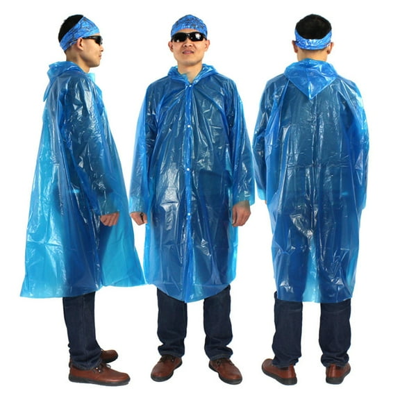 2 Pcs Women's Portable Rain Poncho Set Hooded Raincoat Lightweight Hiking Rain Jacket