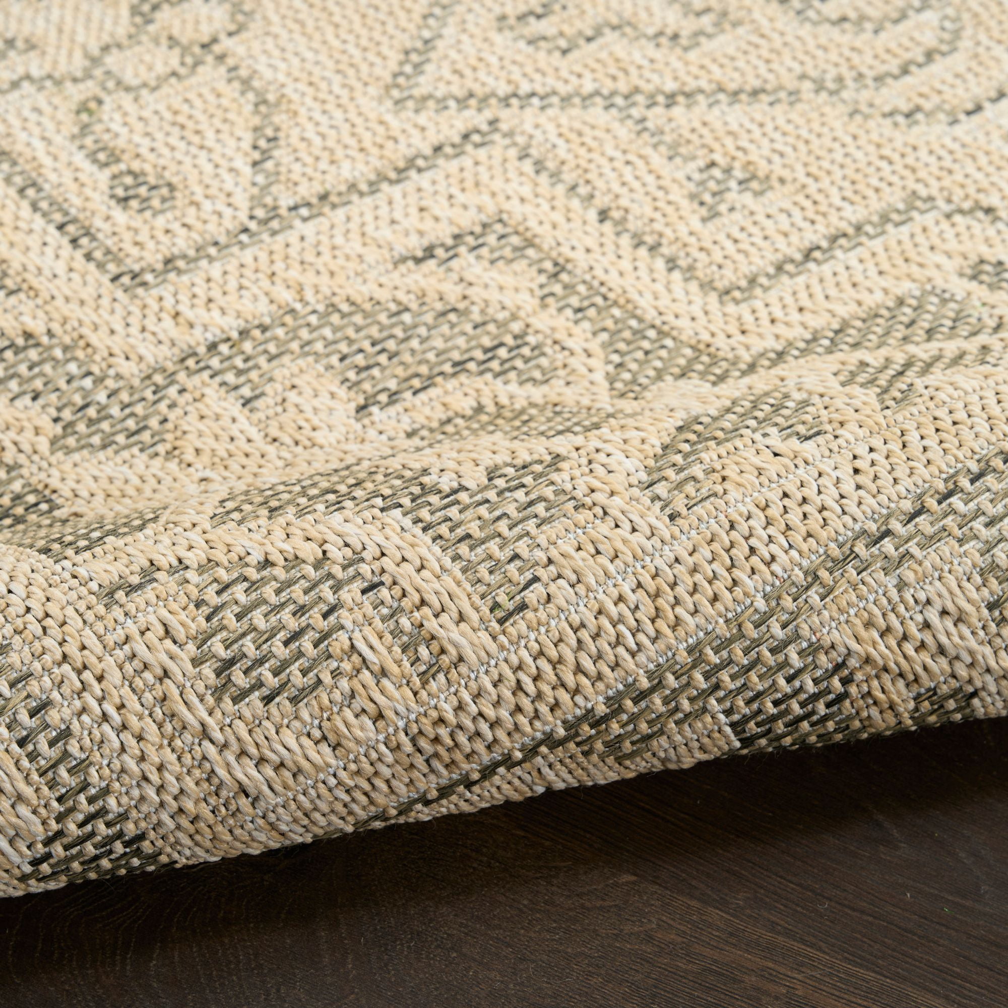 Nourison Tulum 3' x 5' Taupe Olive Indoor/Outdoor Rug