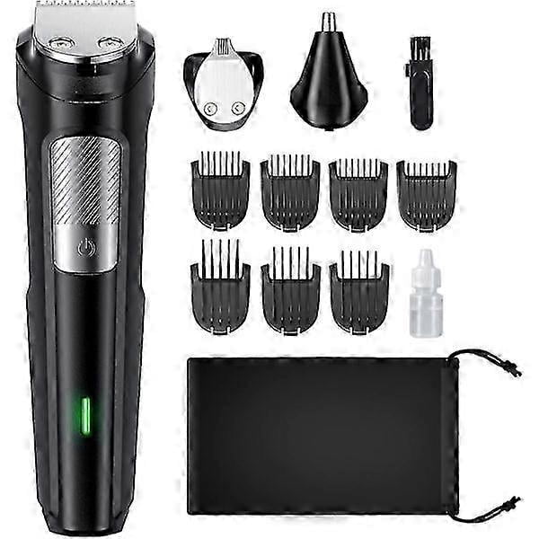 Men's beard trimmer hair clipper, 13-piece grooming kit, cordless rechargeable.