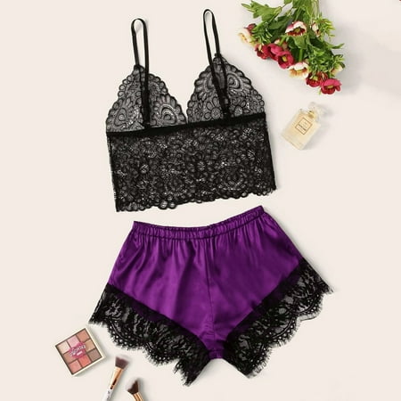 QIPOPIQ Pajamas for Women Clearance New Sexy Lace Lingerie Silk Underwear Underwear Satin Plus Size Sleepwear Reduced Price!
