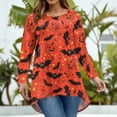 thumbnail image 4 of Abcomgle Plus Size Halloween Shirts for Women 3x Cute Pumpkin Bat Graphic T Shirts for Women Oversized Crewneck Long Sleeve Womens Clothing Fall Fashion Womens Tshirt,3XL, 4 of 4