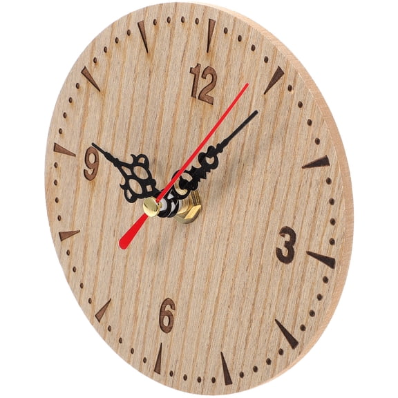 Niceauty Retro Round Wall Clock Light Brown Wooden and Metal Decorative Hanging Clock