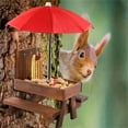 thumbnail image 5 of EUDIDV Suet Bird Feeder Wood Squirrels Bird Feeder Solid Wood Pet Feeder Outdoor Garden Pendant Corn Nut Bird Feeder With Flag Avian Feast Station, 5 of 5