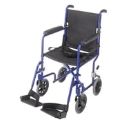 DMI Ultra Lightweight Folding Transport Chair Travel Wheelchair, Royal Blue