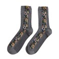 thumbnail image 2 of Dyfzdhu Crew Socks For Women Knitted Cotton Retro Ethnic Style Floral Cotton Mid Tube Socks, 2 of 4