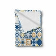 thumbnail image 2 of Yellow and Blue Soft Flannel Fleece Throw Blanket, Mosaic Portuguese Azulejo Mediterranean Effect, Cozy Plush for Indoor and Outdoor Use, 60" x 80", Violet Blue Mustard, by Ambesonne, 2 of 6