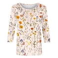 thumbnail image 5 of YanHoo Hauts à Manches 3/4 pour Femmes Grande Taille T-Shirts à Manches 3/4 à Col Rond Coupe Ample T-Shirts Graphiques à Manches 3/4 pour Femmes T-Shirts à Manches 3/4 Cadeaux de la Fête des Mères, 5 of 5