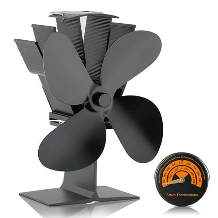 

Heat Powered Stove Fan Fireplace Fan with Designed Silent Operation Thermometer for Wood/Log /Fireplace