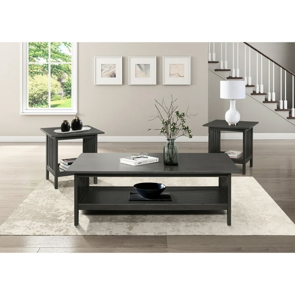 Antique Gray Coffee Table And 2 End Tables, Classic Transitional Occasional Furniture For Home Tables , Wooden