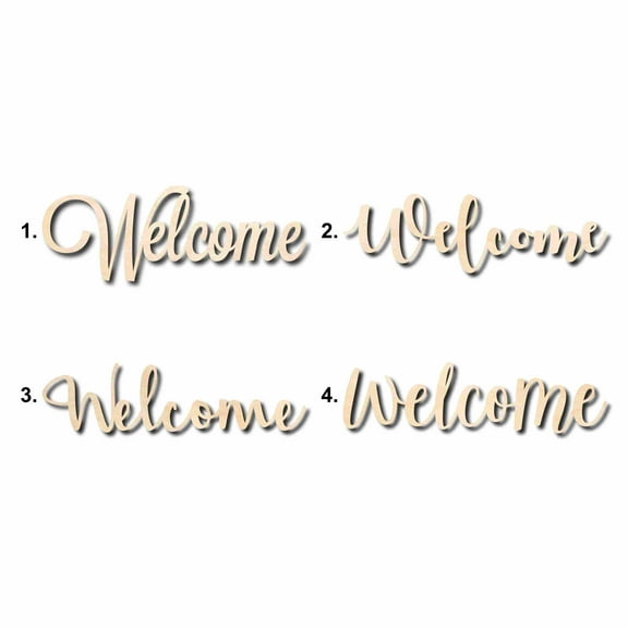 Welcome Sign Unfinished Wood Cutout Home Decor DIY Option 1- 24" Wide / 1/4"