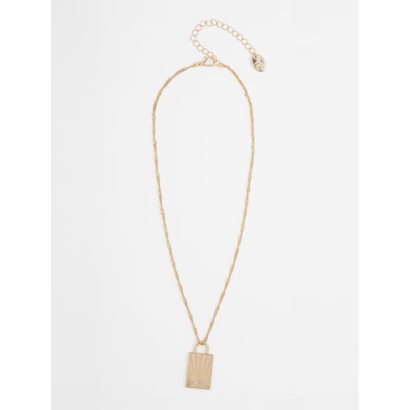 Time and Tru Women's Goldtone Be The Light Lock Pendant Necklace