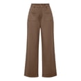 thumbnail image 6 of BRELIL Women's High Waisted Wide Leg Trousers with Pockets Casual Streetwear Long Pants Baggy Loose Fashion Outfits Solid Workout Palazzo, Coffee S, 6 of 6