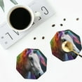 thumbnail image 5 of Fuzoiu Colorful Haired White Horse Print Leather Coasters Set,Drink Coasters Set of 6,for Tabletop Protection, Durable PVC Coasters,Home Décor and Housewarming Gift,Octagon, 5 of 7
