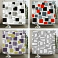 thumbnail image 2 of Black and White Geometric Pattern Shower Curtain Bathroom Waterproof Polyester Fabric Bath Screen Curtain r for Bathtub, 2 of 7