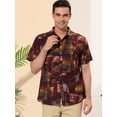 thumbnail image 2 of Lars Amadeus Camisas abotonadas de mancorcon bloques de colores geométricos irregulares pahombre amarillo borgoXXL, 2 of 6