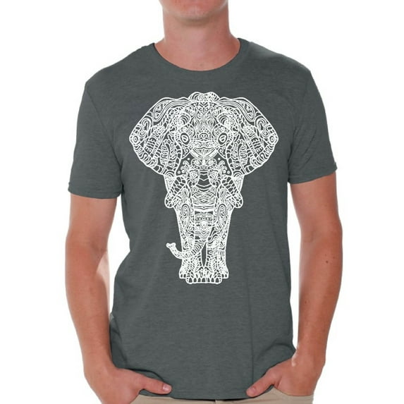 Awkward Styles Elephant T Shirt for Men Patterned Shirts for Men Men's Fashion Collection Tracery Tshirt for Dad Indian Pattern T-Shirt for Men Gifts for Husband Elephant Shirts Animal T-Shirt