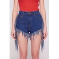 thumbnail image 3 of Women's Fringe Hem and Side Denim Shorts, 3 of 4