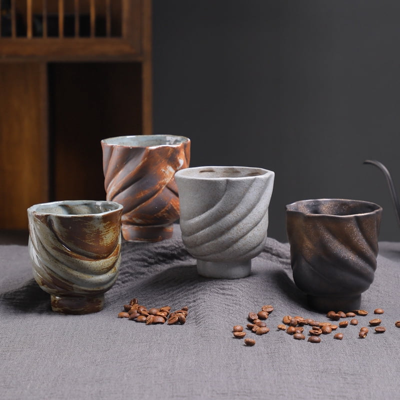 TL New Retro Coarse Pottery Coffee Cup Kiln Change Handleless Mug Espresso Cup