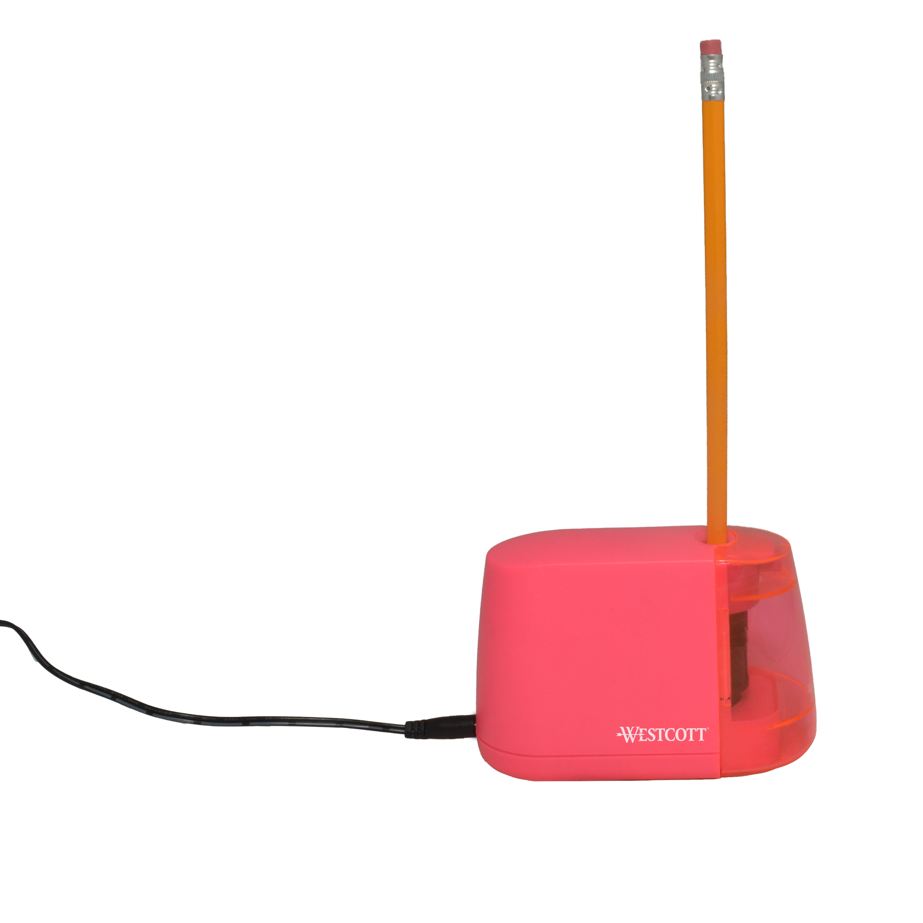 WESTCOTT Ipoint Duo Pencil Sharpener, Pink, Dual-Powered Battery and Electric, Adaptor Included, Pin