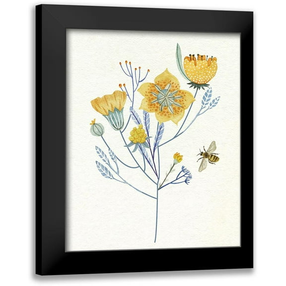 Wang, Melissa 12x14 Black Modern Framed Museum Art Print Titled - Honey Bees VI