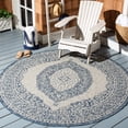 thumbnail image 2 of SAFAVIEH Courtyard Avi Traditional Indoor/Outdoor Area Rug, 6'7" x 6'7" Round, Light Grey/Blue, 2 of 9