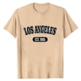 thumbnail image 4 of ibuvkizy Mens Graphic Tees Short Sleeve Crew Neck Casual Letter Print Summer Pullover Khaki,XL, 4 of 4