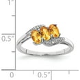 thumbnail image 4 of Sterling Silver Rhodium 3 Stone Citrine & Diamond Ring (Size 7) Made In India qdx731-7, 4 of 5