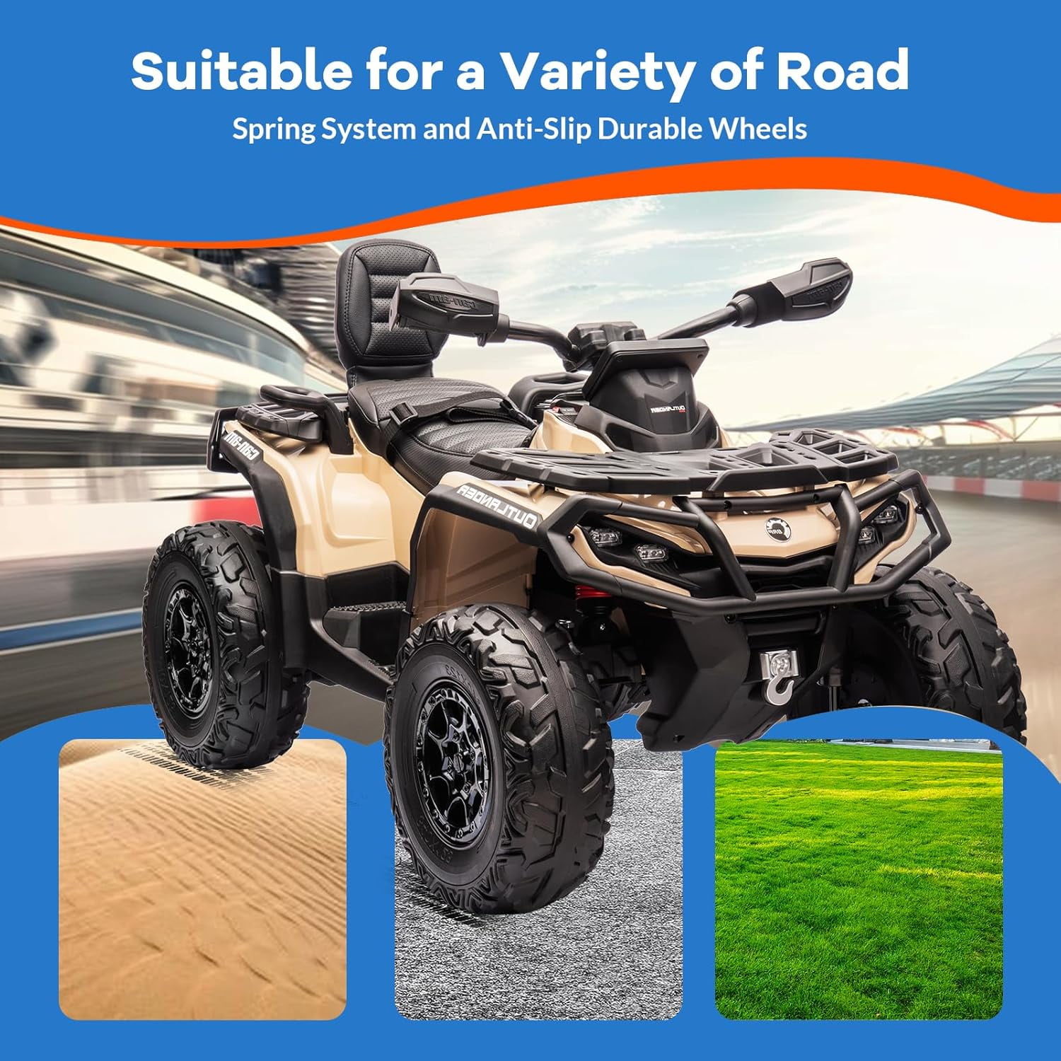 EastVita 2 Seater Ride On ATV for Kids, 12V Ride on Toy Car with Remote Control, 2WD Power, Music, 4 Wheeler Electric Car Battery Powered