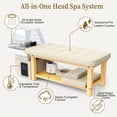 thumbnail image 3 of Holaki Head Spa Massage Table with Water Cycle and Fumigation, Stationary PU Leather Salon Bed, Wood Frame, Beige, 3 of 12