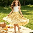 thumbnail image 2 of Ruyang Kids Girls Flared Skirt Plaid Elastic High Waisted A-line Swing Skirt Summer Lightweight Versatile Half Body Skirts, 2 of 9