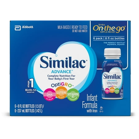 Similac Advance Infant Formula with Iron, Ready to Feed, 8 fl oz (Pack of 6)