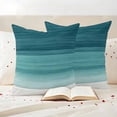 thumbnail image 3 of Teal Turquoise Ombre Outdoor Waterproof Pillow Covers, Modern Abstract Gradient Lines Decorative Square Throw Pillowcase Sofa Cushion Sham for Patio/Couch/Chair, 26"x26" 2 Pack, 3 of 8