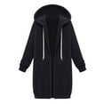 thumbnail image 5 of 2024 Hoodie Dresses for Women Plus Size Solid Color Jacket Thickening And Fleece Autumn And Winter Casual Zipper Long Sleeve Pocket Hooded Long Sweater 50% off Clearance, 5 of 9