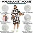 thumbnail image 5 of Brown Footballs with Leopard Spots Pattern Wearable Oversized Blanket,Wearable Blanket Hoodie for Adults,Cozy Hooded Blankets with Super Pockets,Super Warm Fuzzy Pullover for Women & Men, 5 of 6