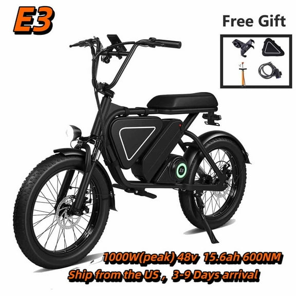 Winter Electric Bike for Adults,25MPH 1000W Dirt bike,48V15.6AH Battery Ebike Up to 40 Miles,20" Motorcycle Tire, UL2849 All Terrain Dirtbike
