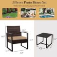 thumbnail image 5 of Ainfox 3 Piece Balcony Bistro Set, Outdoor Furniture with Wicker Rattan Chairs and Coffee Table, Brown, 5 of 10