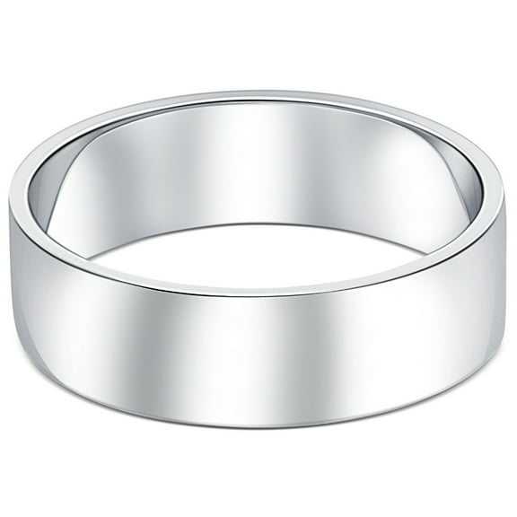 Pompeii 10k White Gold 6mm Flat Comfort Fit High Polished Wedding Band Mens Ring (,)