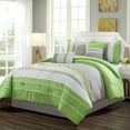 thumbnail image 1 of Unique Home Lanzo 7 Piece Comforter Set White Striped Medallion Bed in a Bag Clearance Bedding Comforter Duvet, Fade Resistance, Super Soft (Calking, Green), 1 of 1