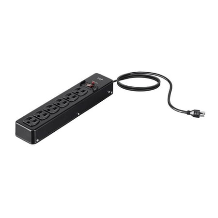 UPC: 0889028102862 | Monoprice Heavy Duty 6 Outlet Metal Surge Protector Power Strip – Black  with 6 Feet Cord  540 Joules  UL Certified  Overload Protection  For Home  Office  Travel  Dorm