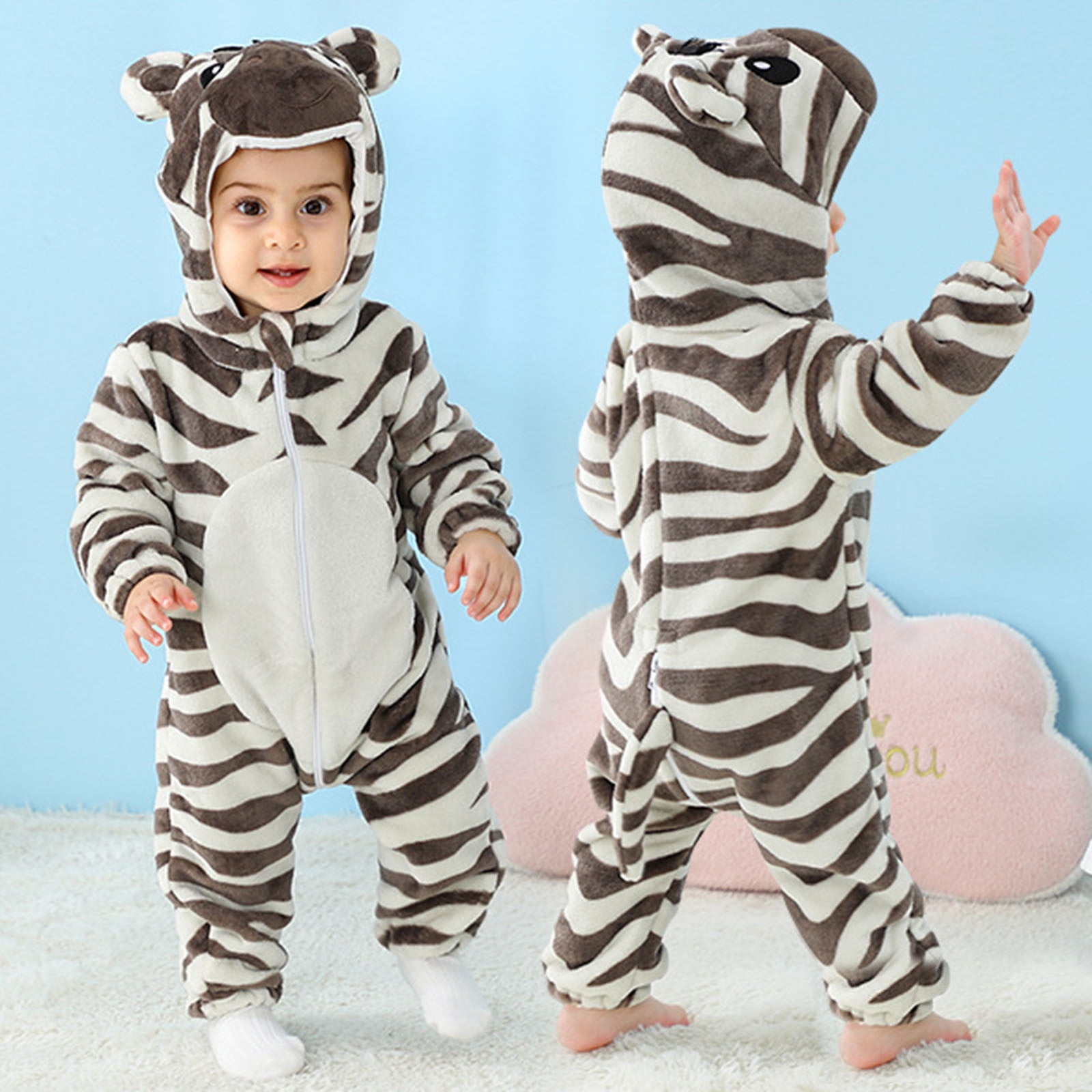 Kids Baby Cute Hooded Jumpsuit Kids Animal Outfits Long Sleeve Romper Baby Christmas Animals Jumpsuit Kids Onesie Outfit 4-5 Years