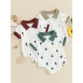 thumbnail image 3 of Caoirhny Infant Baby Boy Summer Jumpsuit Cartoon Cactus/Carrots Print Short Sleeve Button Down Romper, 3 of 9