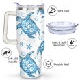 thumbnail image 3 of 40oz Cute Ocean Life Turtle Stainless Steel Flip Straw Tumbler Spill Proof Travel Cup Double Wall Vacuum Insulated Coffee Mug with Top Handle, 3 of 6