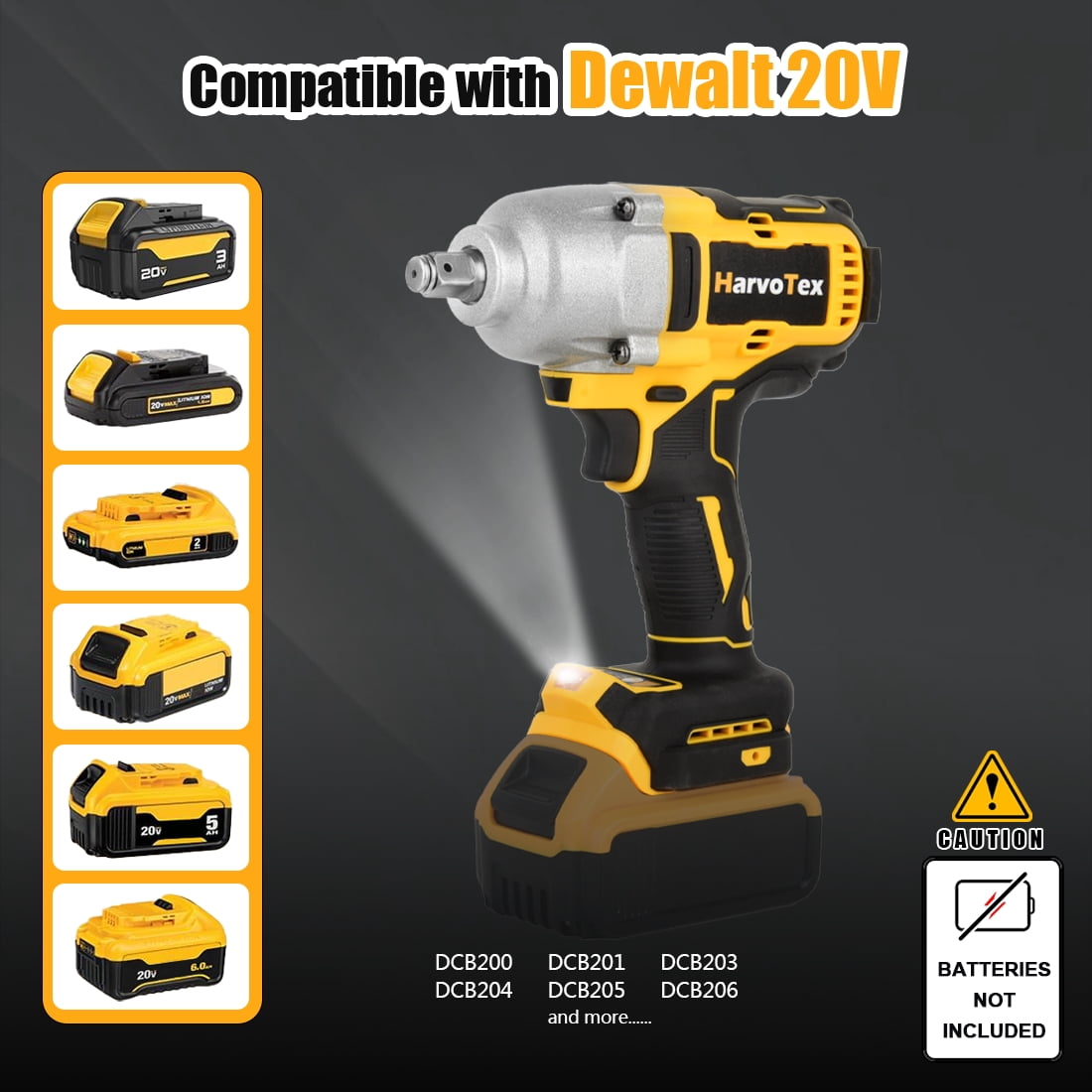 Cordless Impact Wrench Compatible with DeWalt 20V MAX Battery (No Battery) 1/2" Brushless High Torque Impact Gun,1106.34ft-lbs (1500N.m), 3-Speed Mode