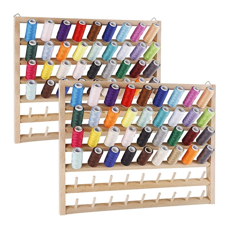 DERU Inc. Wooden Thread Holder Rack - 12-Spool Organizer For Sewing, Embroidery, Quilting, With Flip-Out Legs