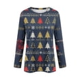 thumbnail image 6 of KICILVS Womens Christmas Tops Xmas Tree Print Long Sleeve Crew Neck T Shirt Casual Holiday Blouse for Christmas Day Outfits, 6 of 8