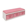 thumbnail image 5 of Badger Basket Children’s Wooden 17.3 gal Toy Storage Bench with Cushion and Fabric Bins, White & Pink, 5 of 6