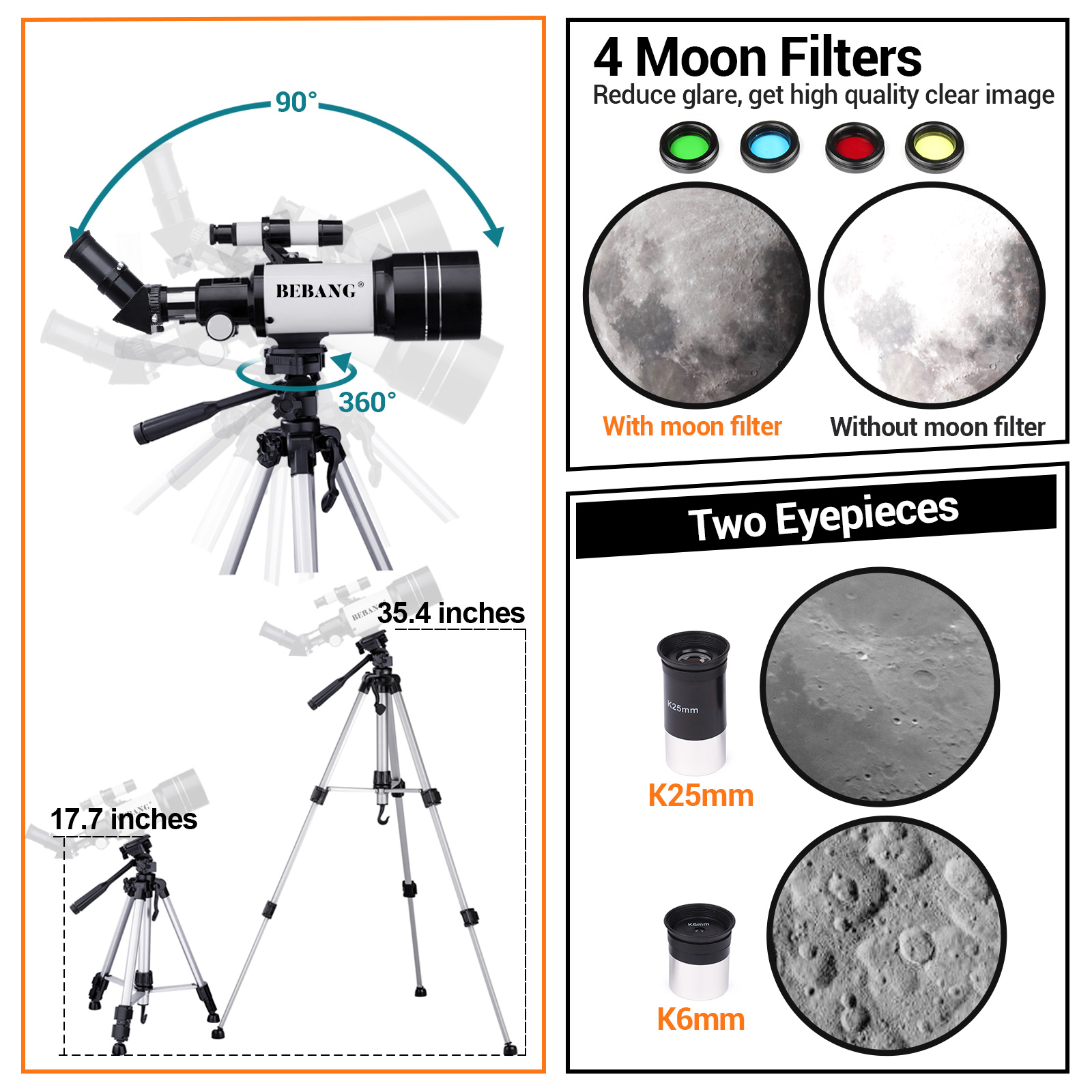 BEBANG 70mm Astronomical Refractor Telescope photo 7