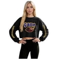 thumbnail image 3 of Craaazy Women's Loose Baseball Game Print Casual Cropped Round Neck Long Sleeved T-shirts Gifts, 3 of 5